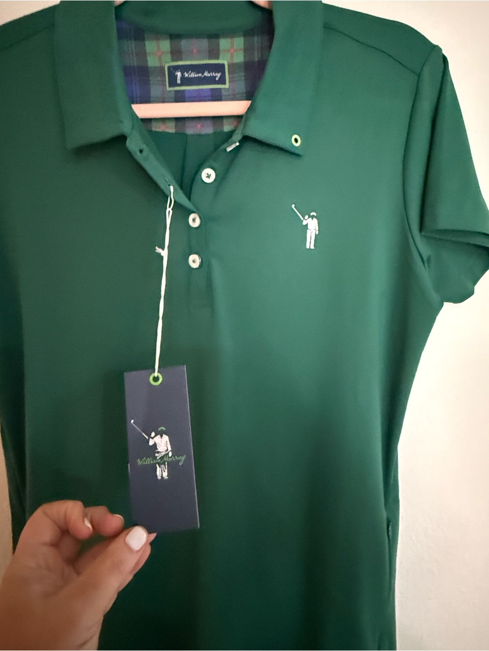 William Murray Golf Emerald Green Polo Dress with Embroidered Golfer - Picture 2 of 5